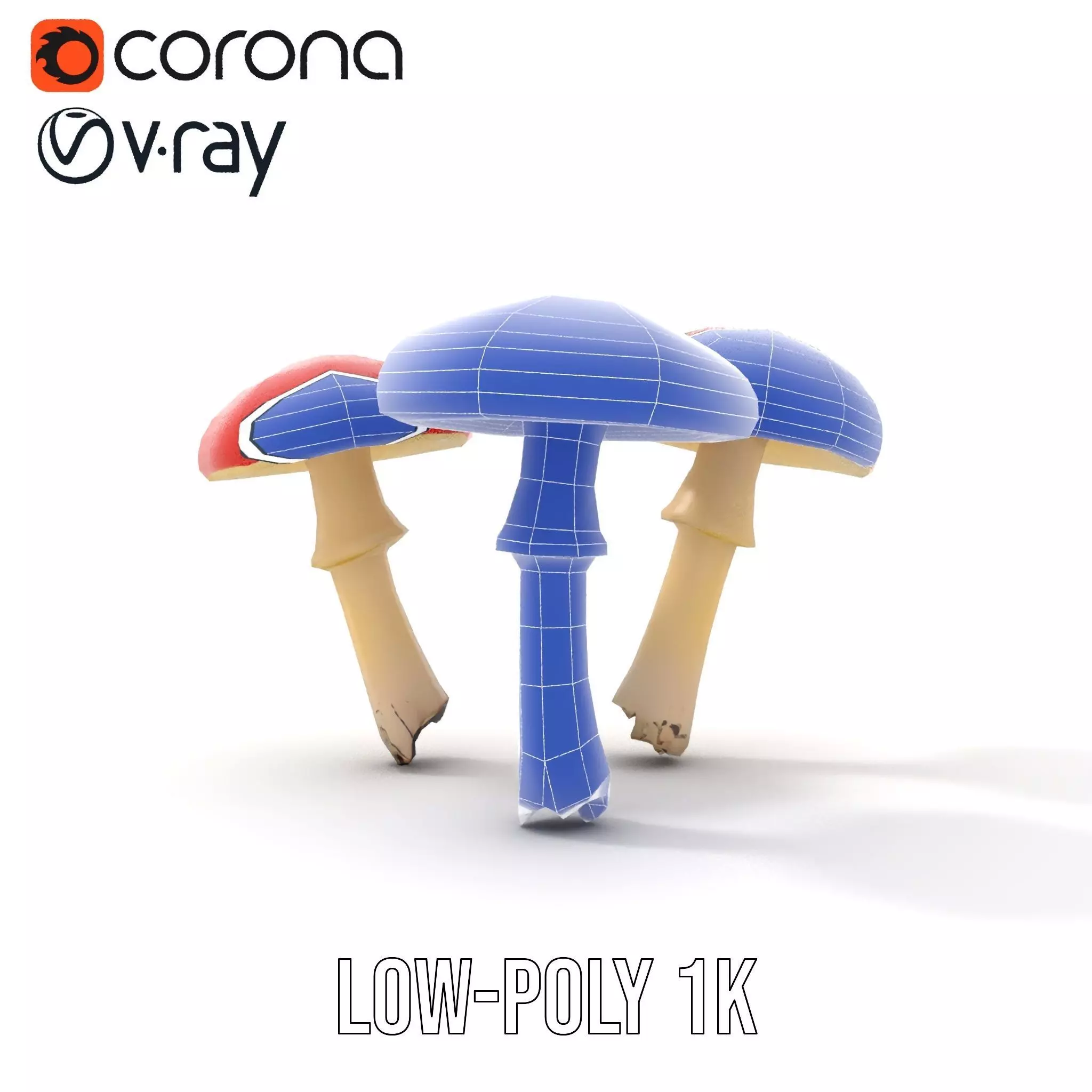 Vivid Amanita Mushrooms model pack Low-poly 3D model_28