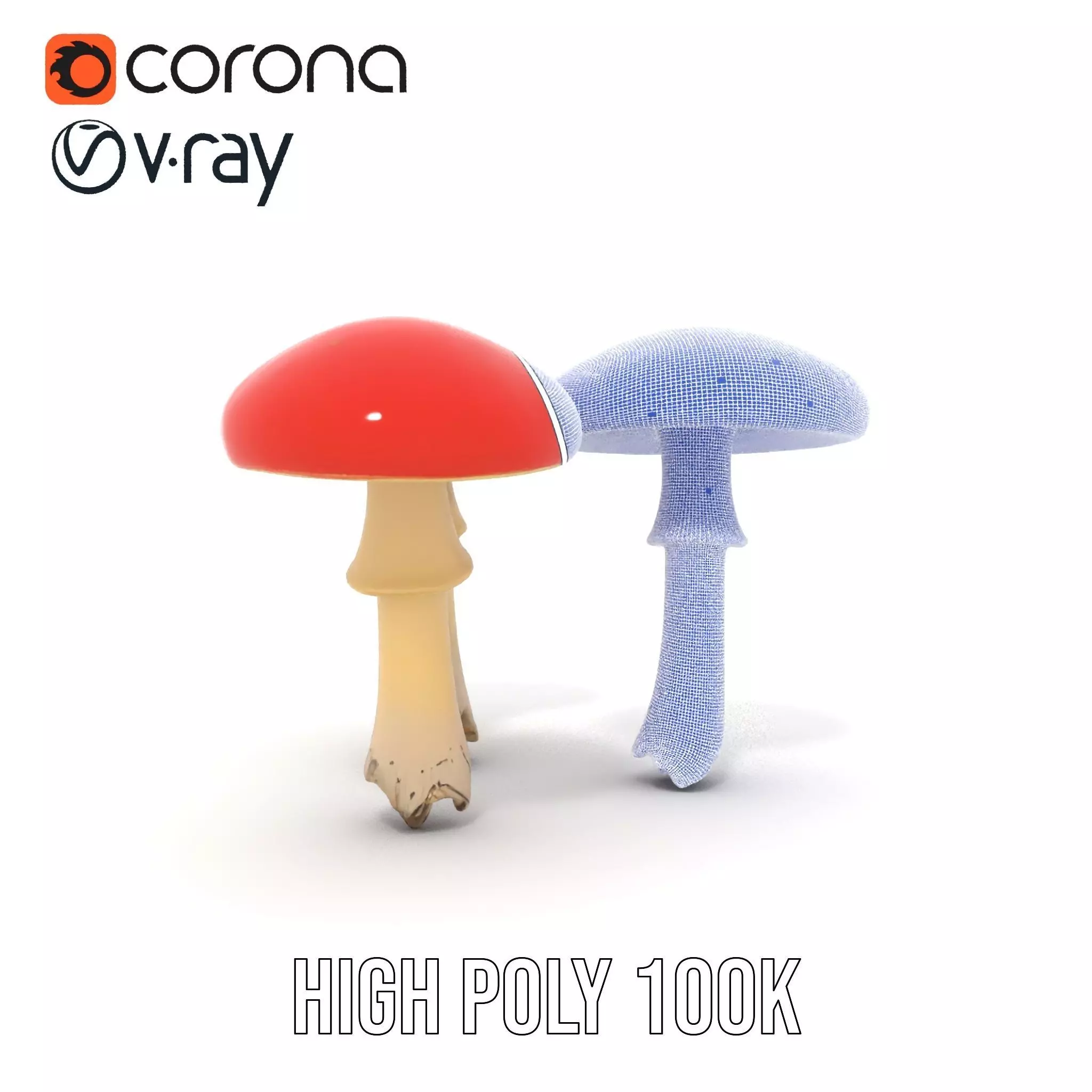 Vivid Amanita Mushrooms model pack Low-poly 3D model_33