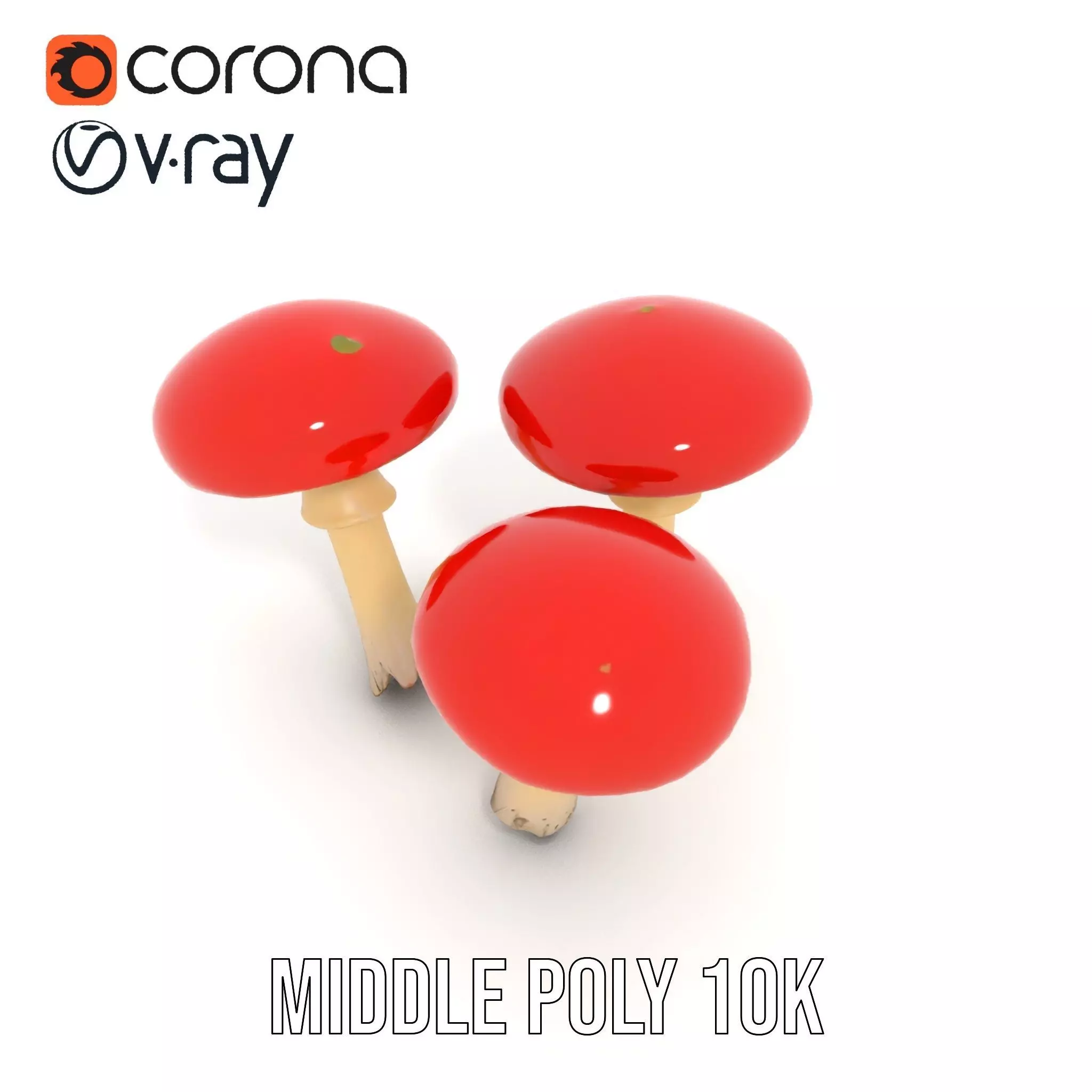 Vivid Amanita Mushrooms model pack Low-poly 3D model_5