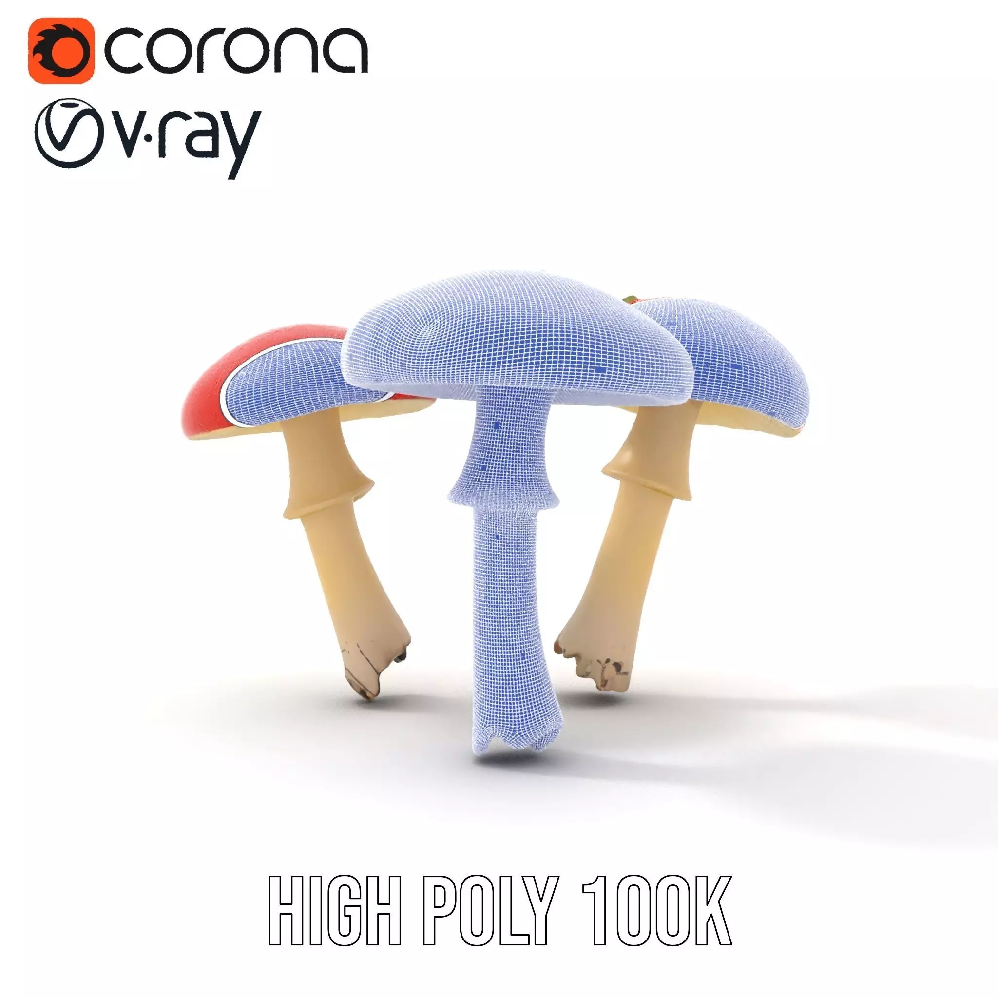 Vivid Amanita Mushrooms model pack Low-poly 3D model_26