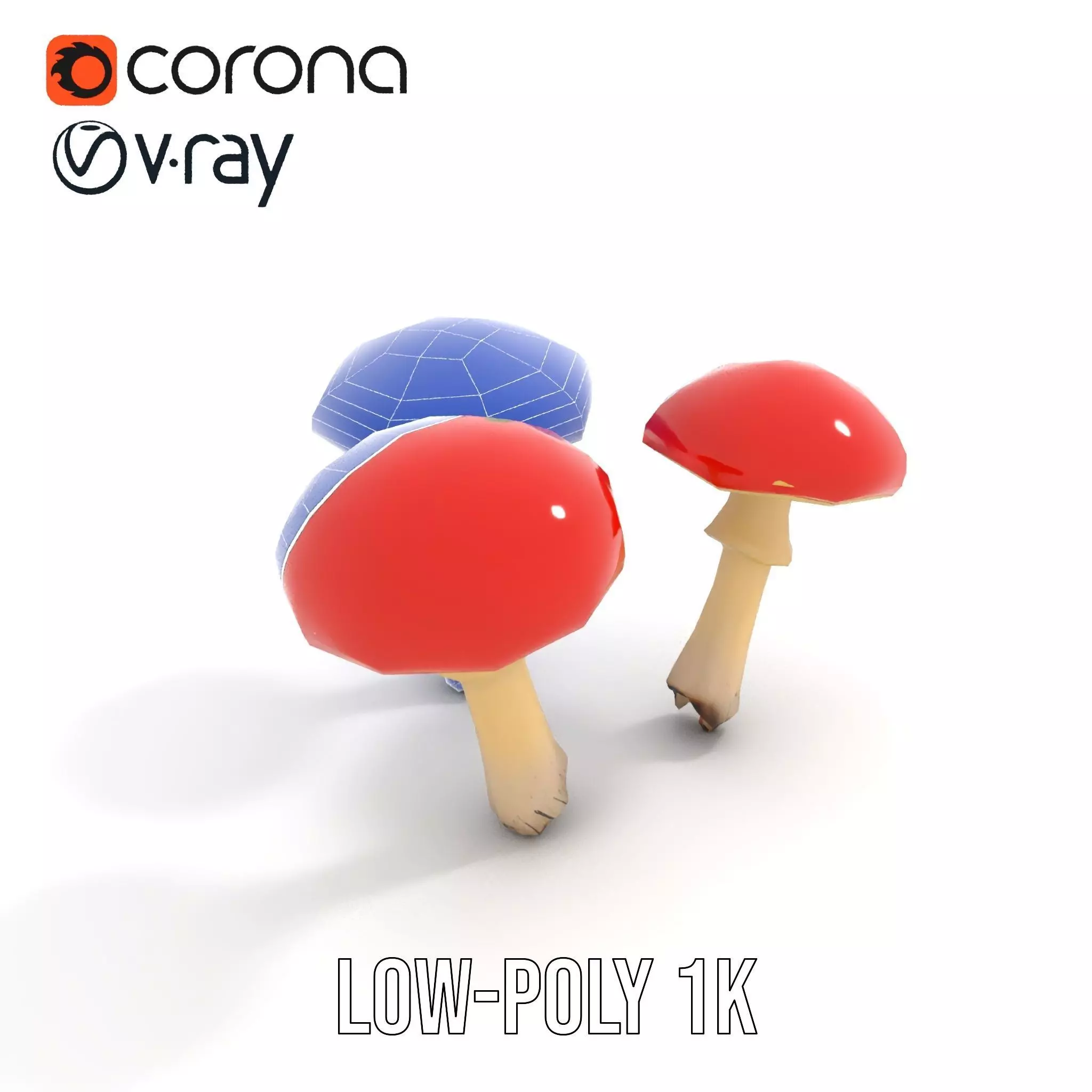 Vivid Amanita Mushrooms model pack Low-poly 3D model_14