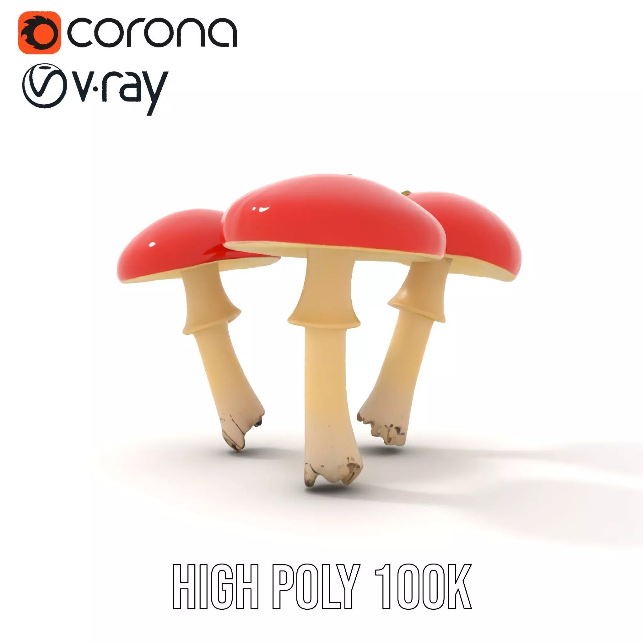 Vivid Amanita Mushrooms model pack Low-poly 3D model_17