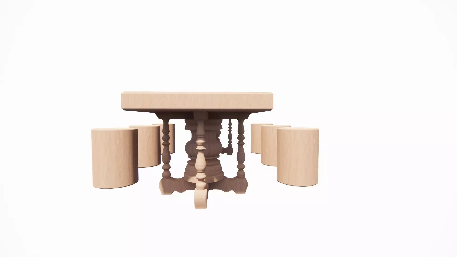 Wooden table 3D model_2