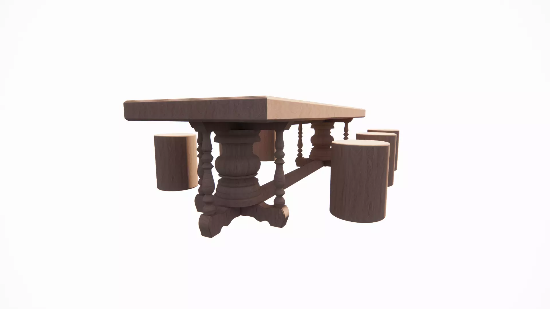 Wooden table 3D model_0