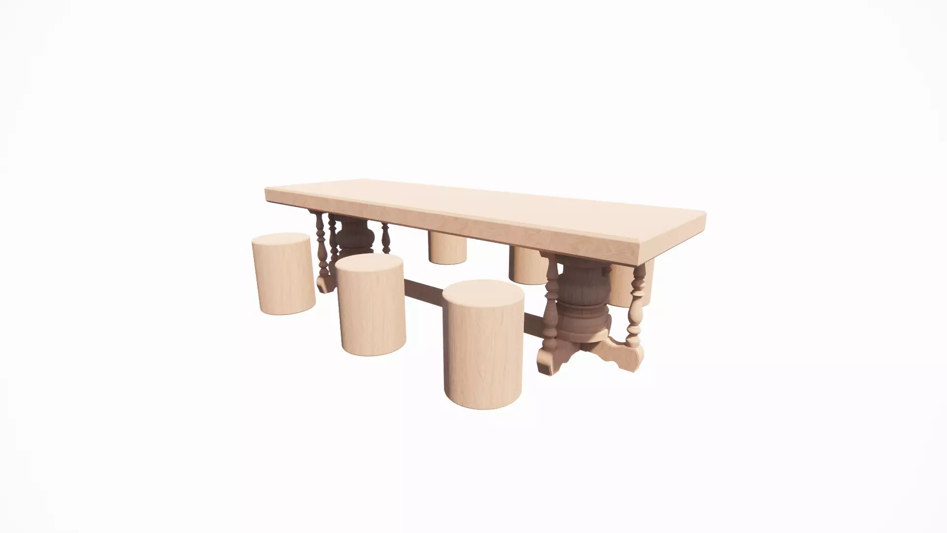 Wooden table 3D model_1