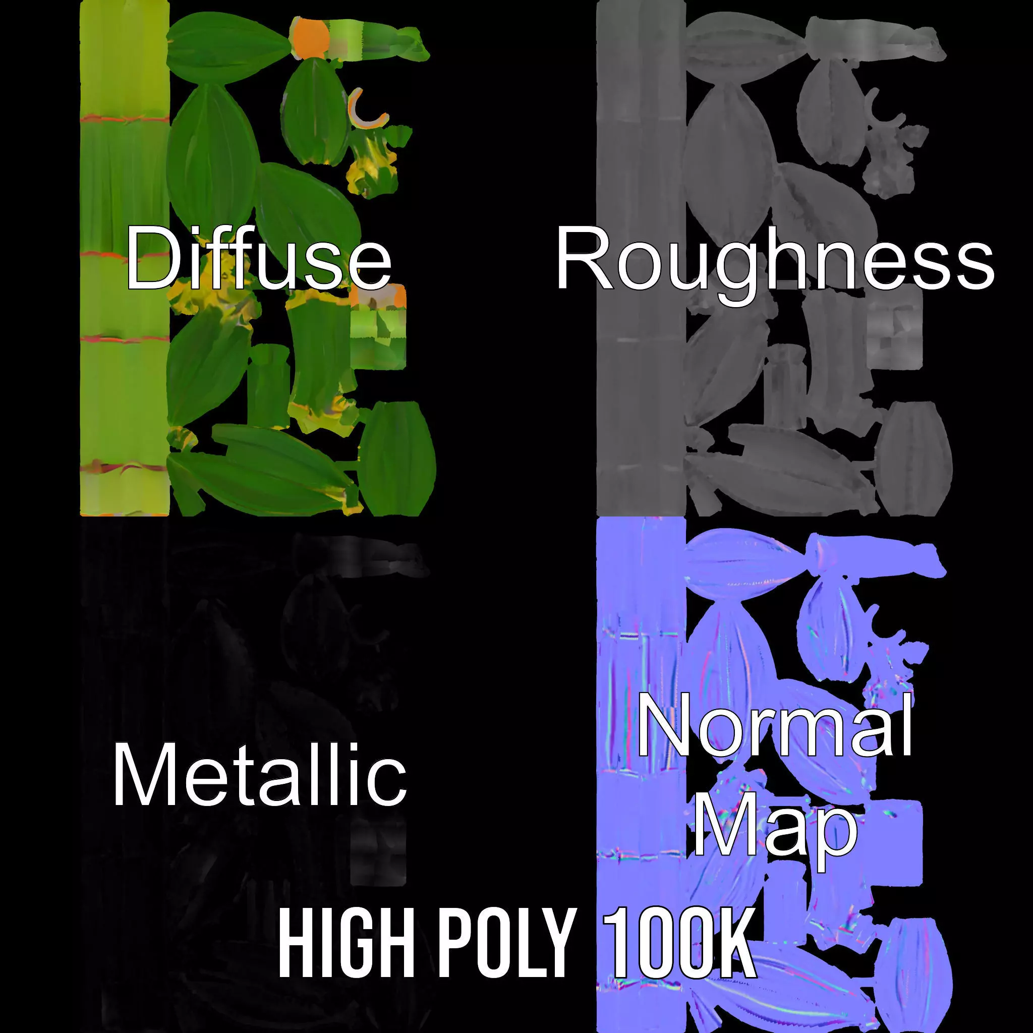 Green Bamboo Stick model pack Low-poly 3D model_3