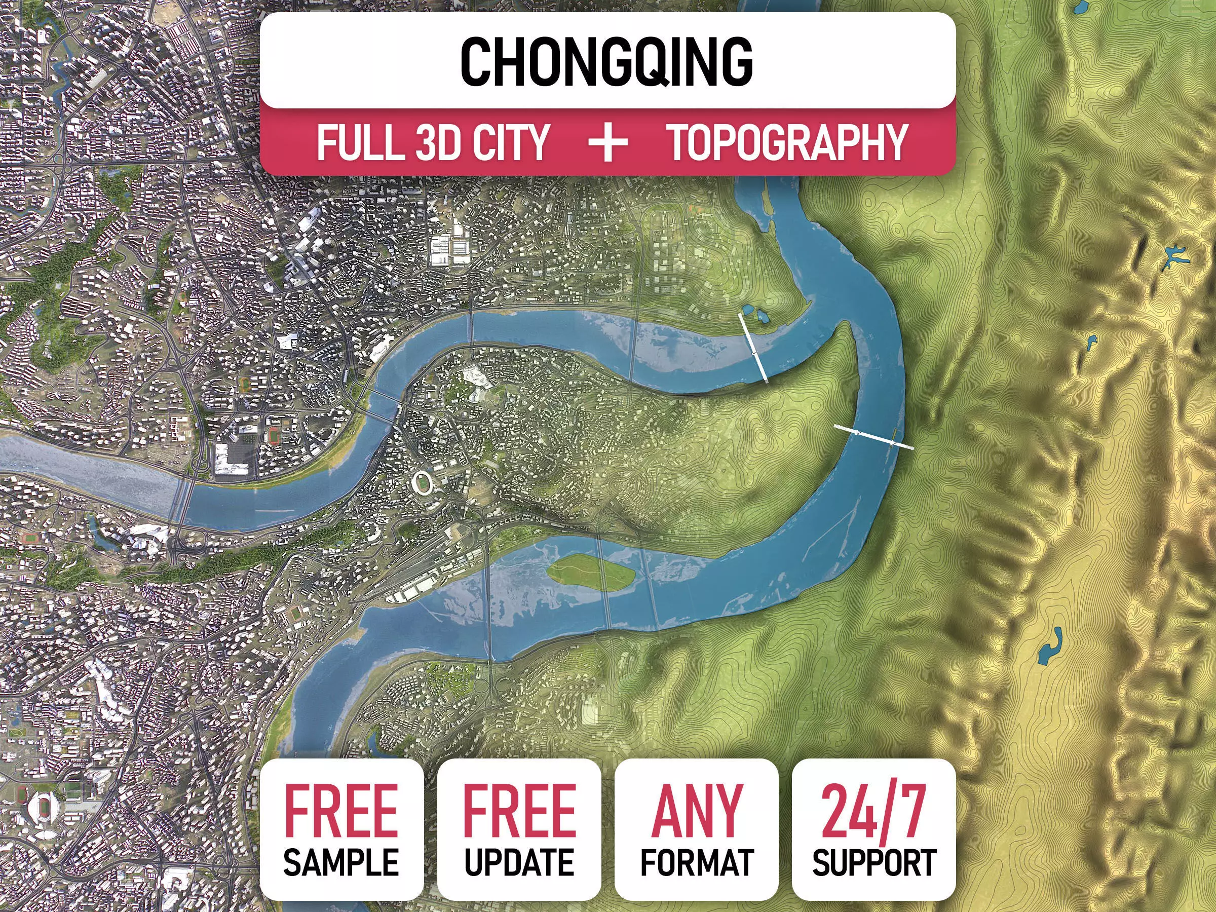 Chongqing - 3D City Topography Terrain 3D Model Collection_0