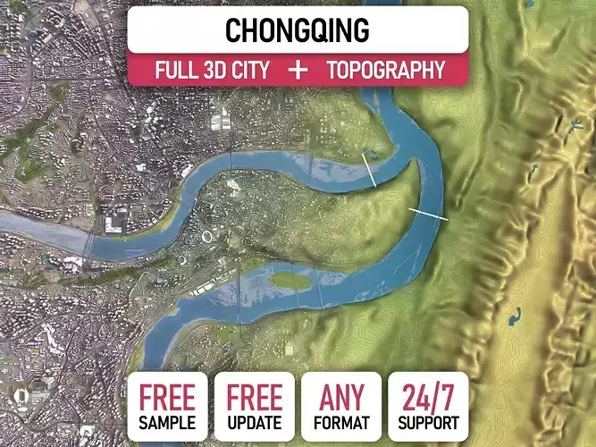 Chongqing - 3D City Topography Terrain 3D Model Collection
