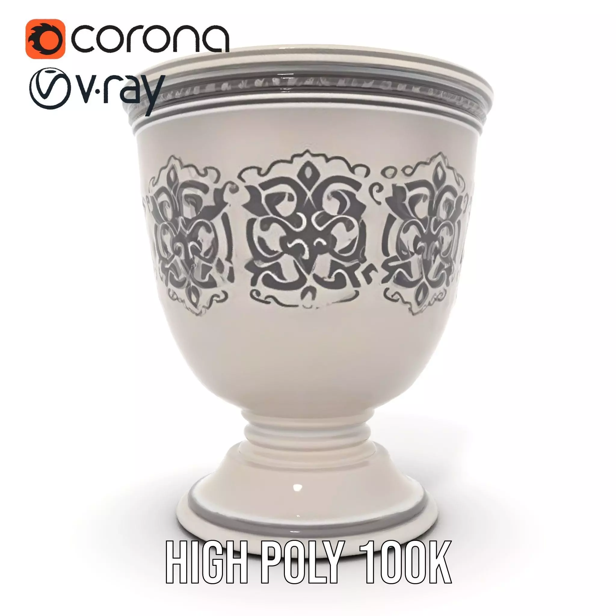 Ornate Silver Chalice model pack Low-poly 3D model_33