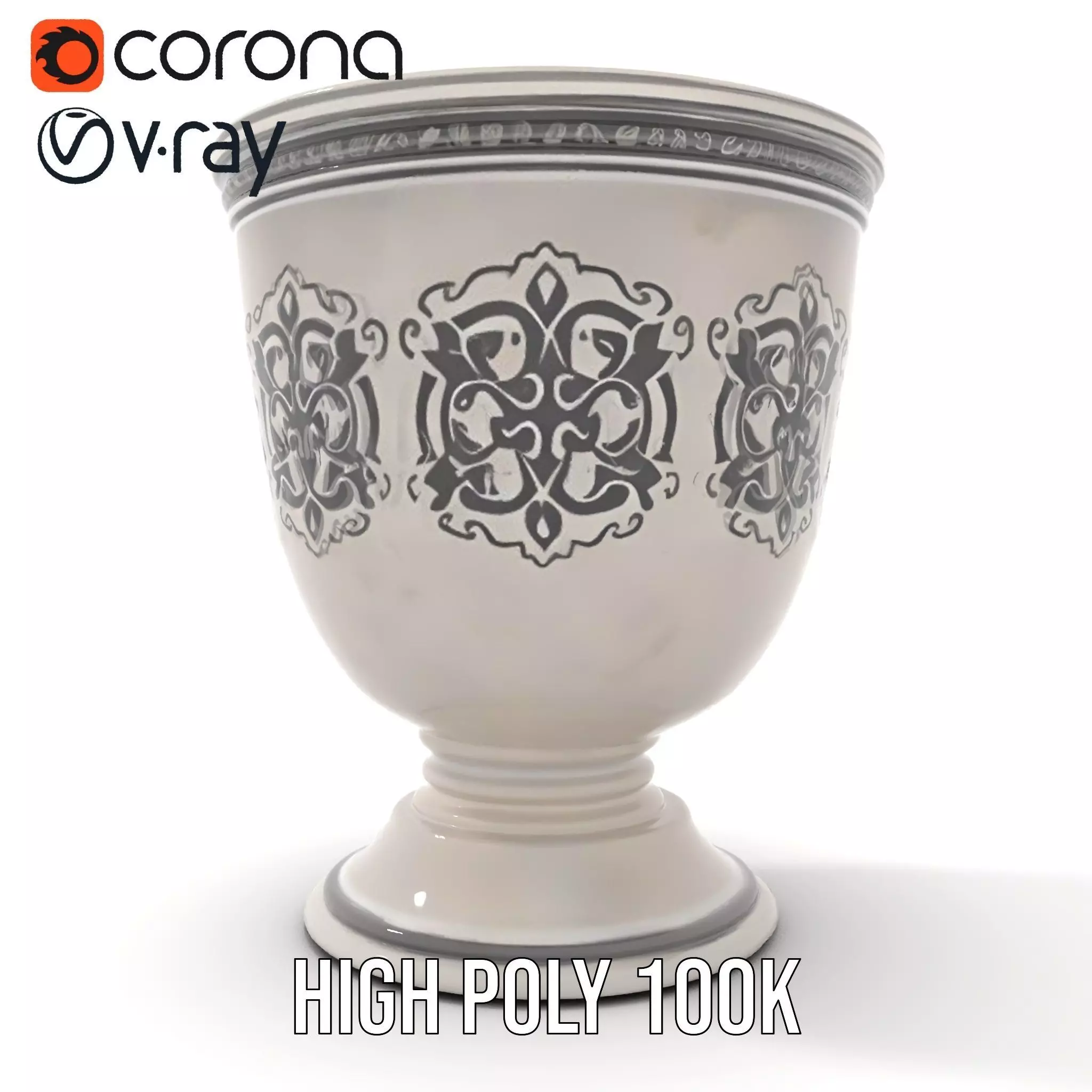 Ornate Silver Chalice model pack Low-poly 3D model_29