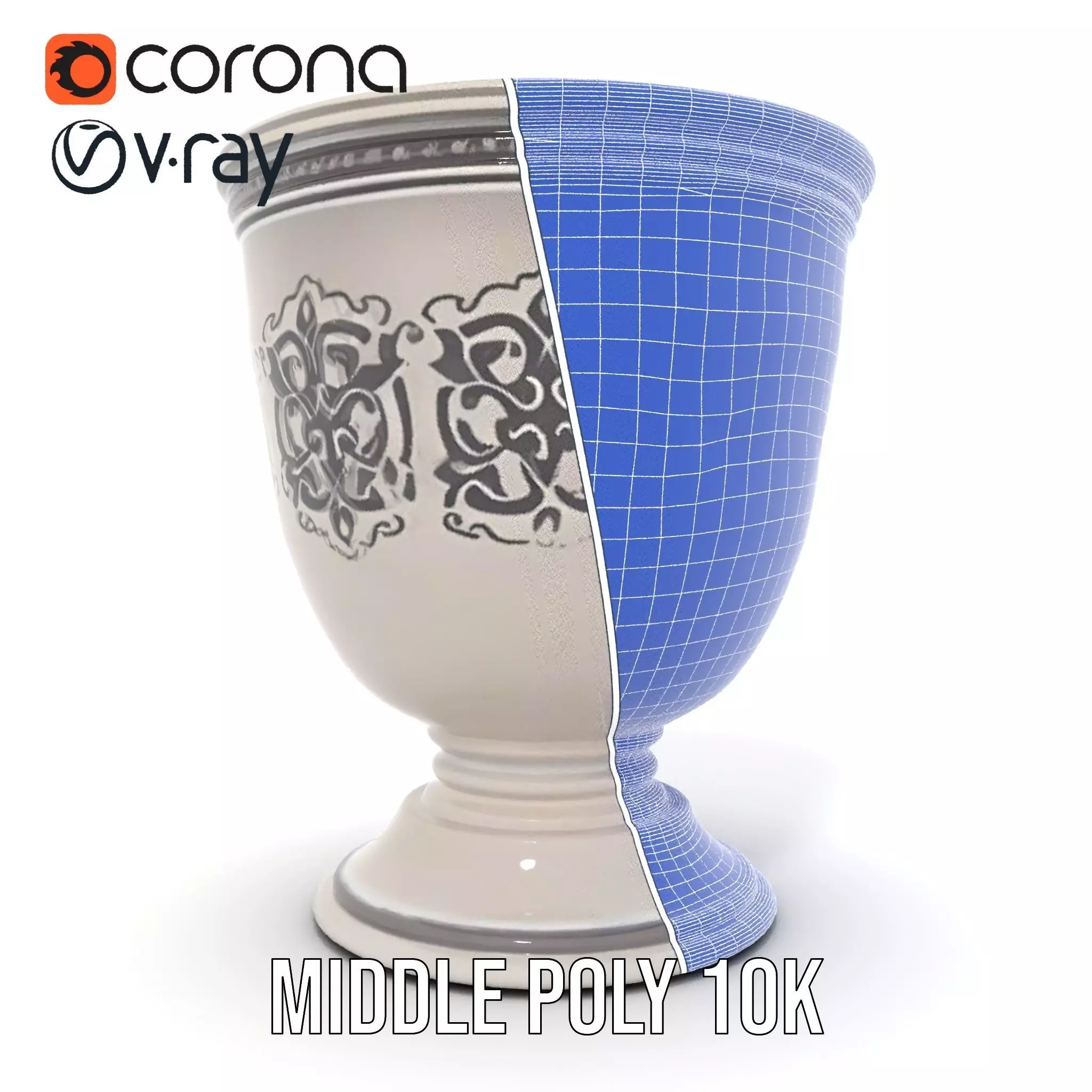 Ornate Silver Chalice model pack Low-poly 3D model_30