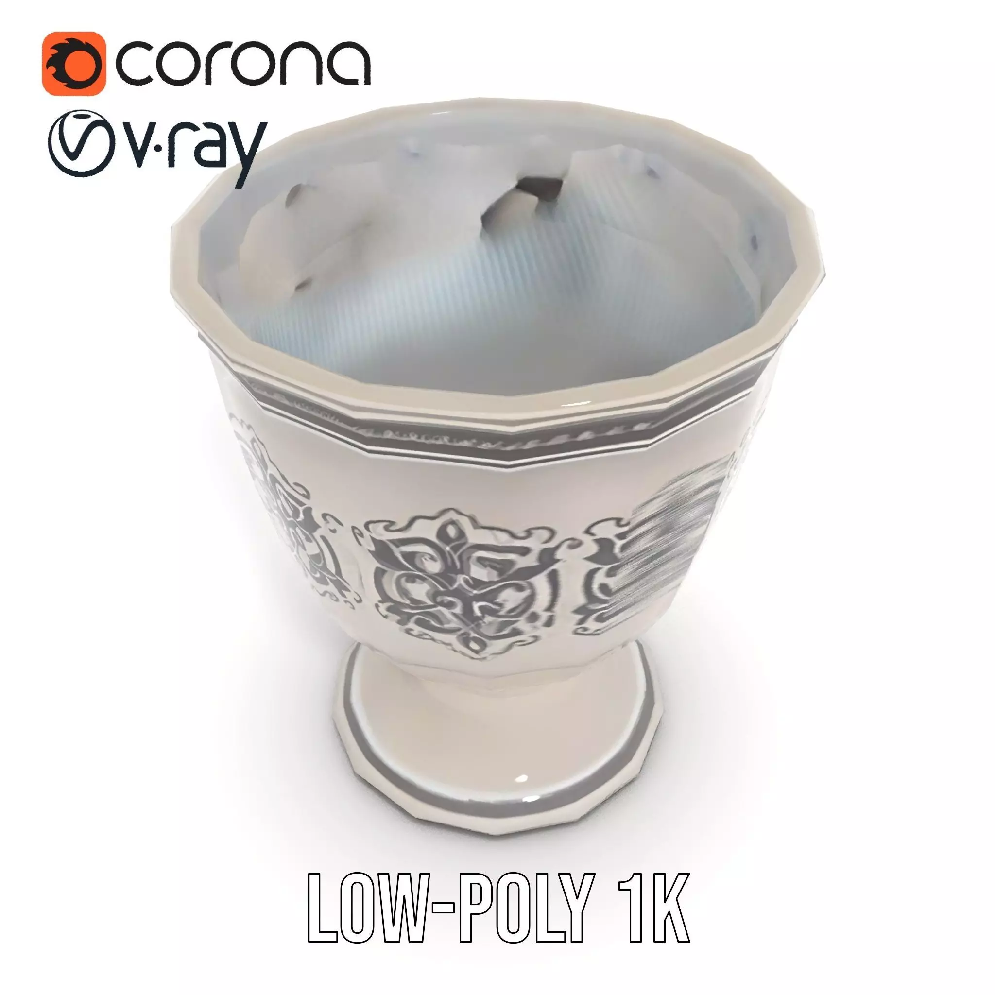 Ornate Silver Chalice model pack Low-poly 3D model_16