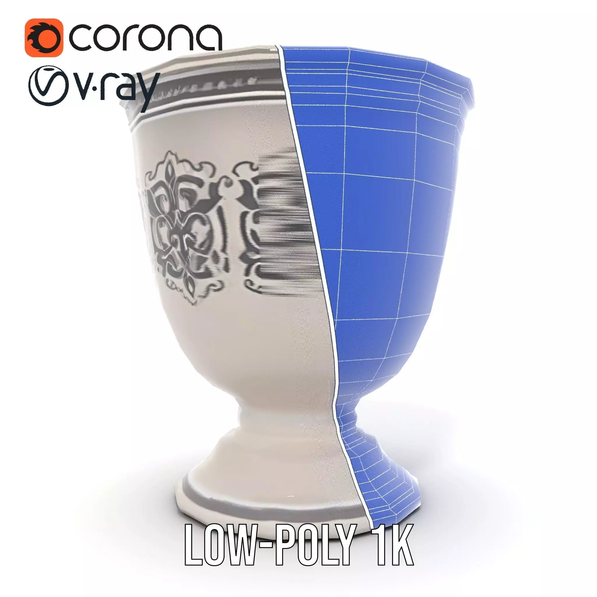 Ornate Silver Chalice model pack Low-poly 3D model_9