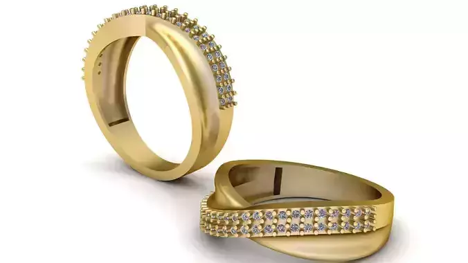 Edge Half  Claw Set Diamond Ring 3D Printing Model