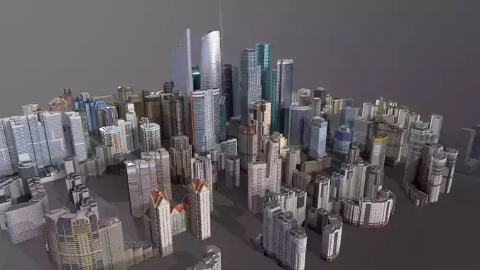 City Buildings Pack Vol4 301-400 With LODs Low-poly 3D model 2
