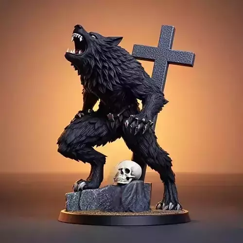 2241 COLORFUL Werewolf Howling  3D Model  magic