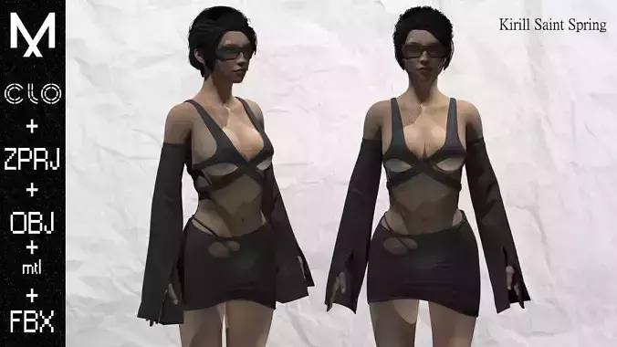 New Outfit Female Marvelous designer Clo3d OBJ mtl FBX ZPRJ