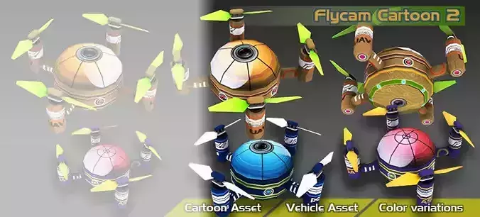 Racing Flycam Cartoon Low-poly 3D model