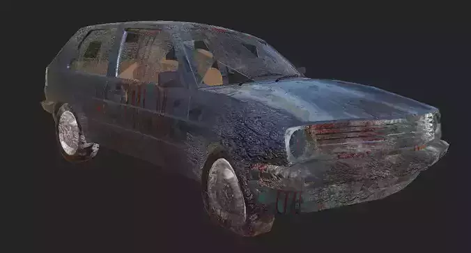 Hatchback Wrecked Car Dirty and Bloody Version