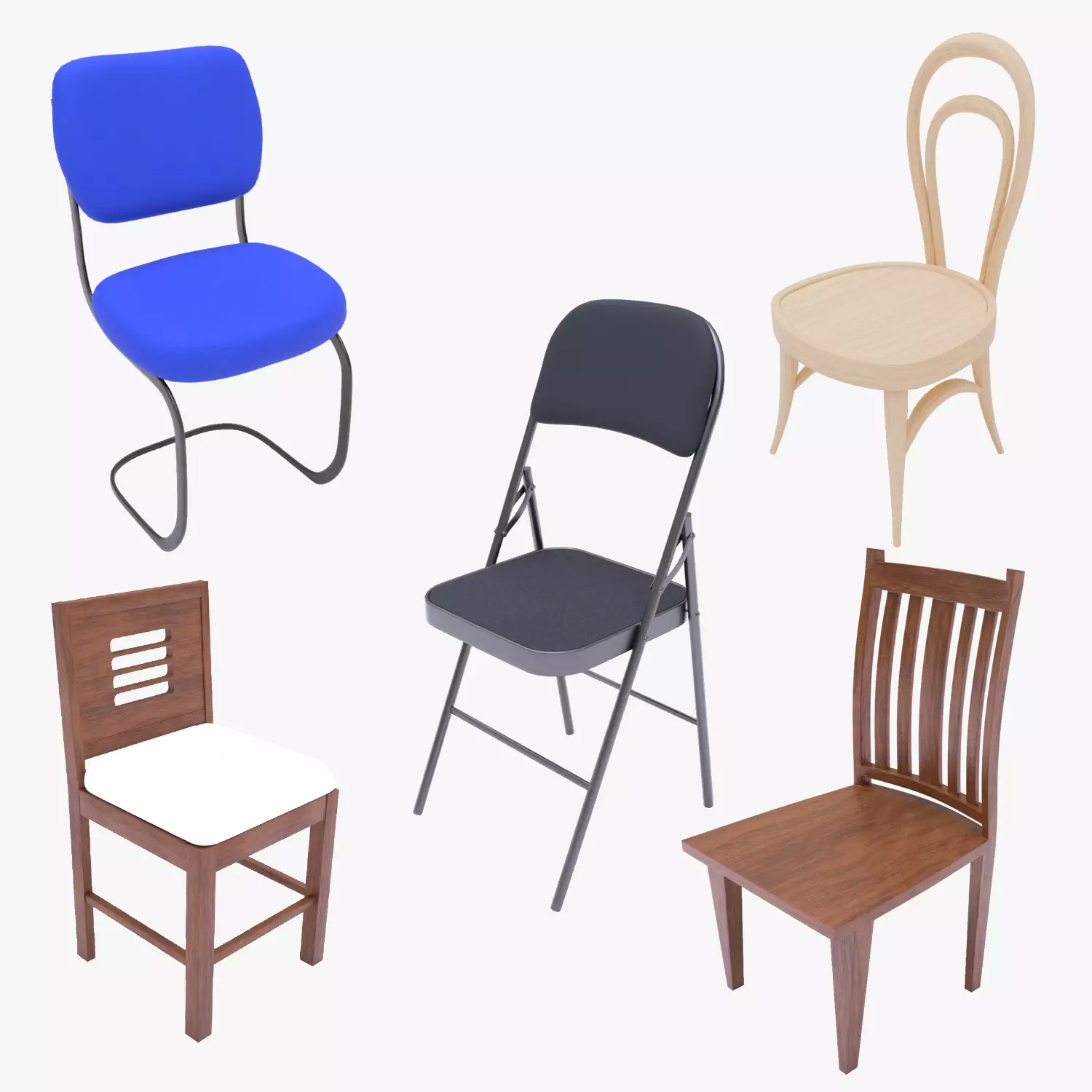 5 Unique Chair -  Mini Pack Vol 1  3D Model Collection_0