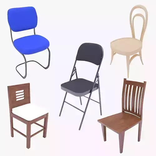 5 Unique Chair -  Mini Pack Vol 1  3D Model Collection