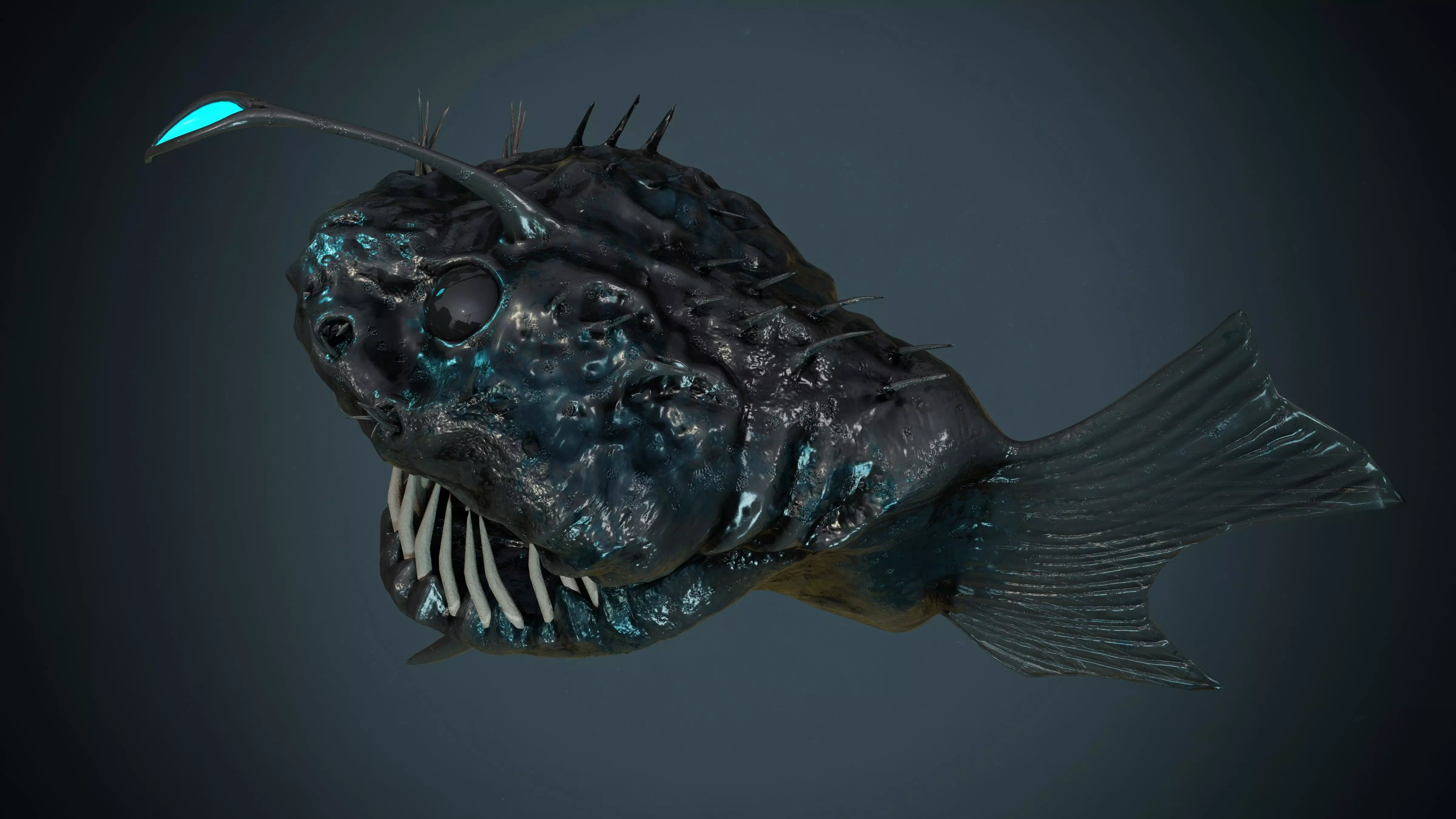 Angler Deep Sea Fish Low-poly 3D model_2