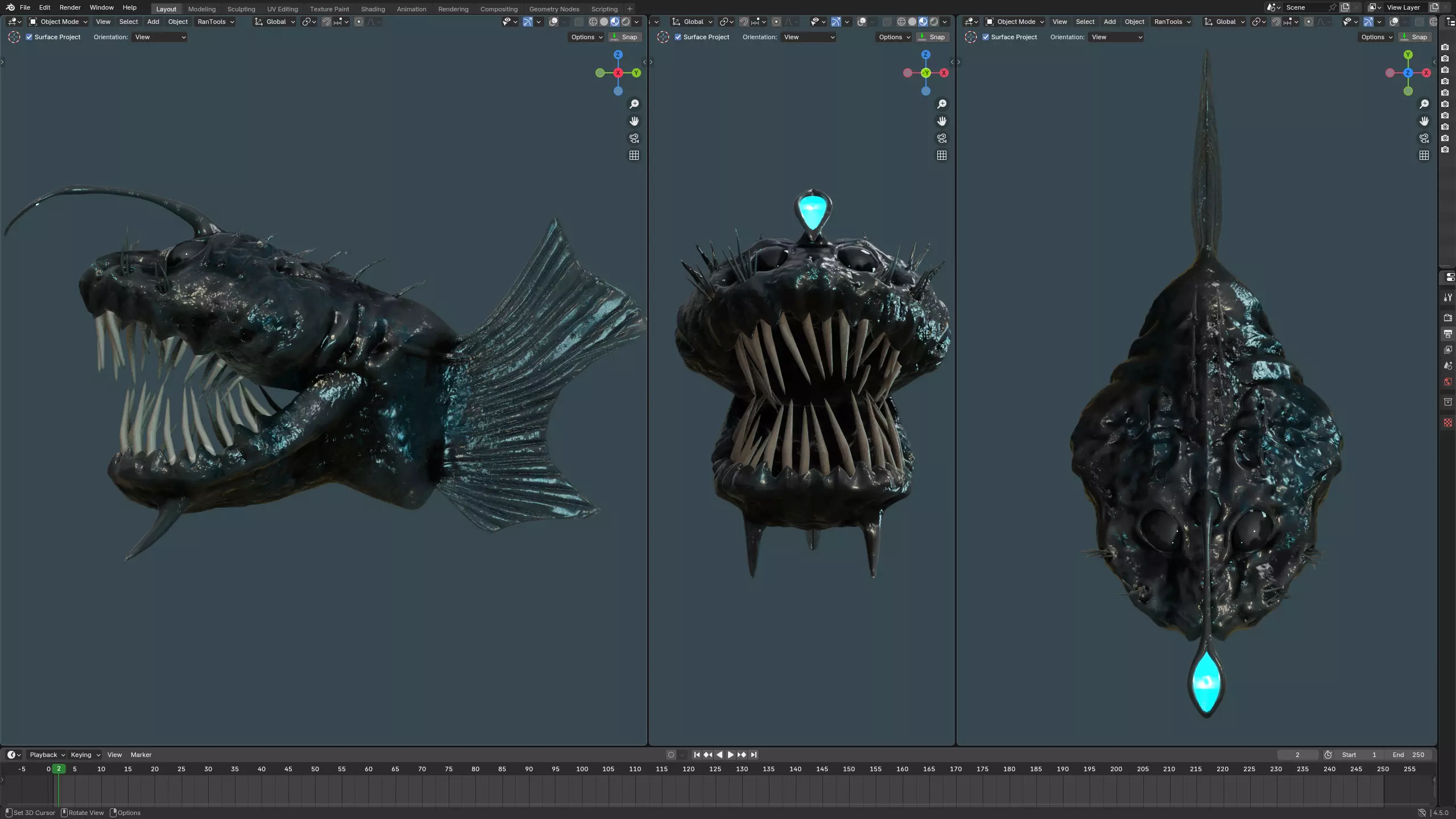 Angler Deep Sea Fish Low-poly 3D model_3