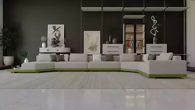 PREMIUM ITALIAN L-SHAPE WOOD BASE SOFA