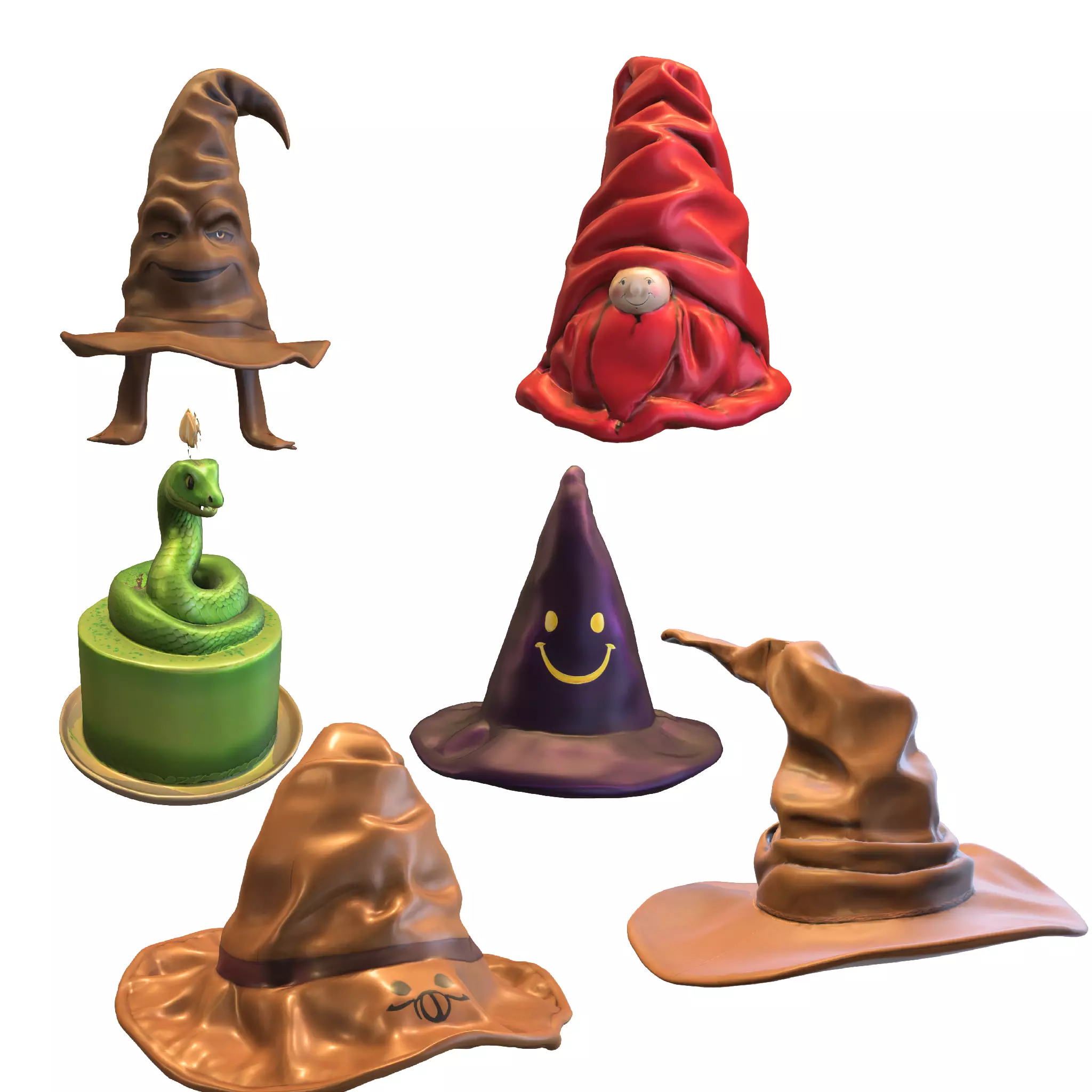 Pack  Hats  Mystic Fantasy Props Low-poly 3D model_0
