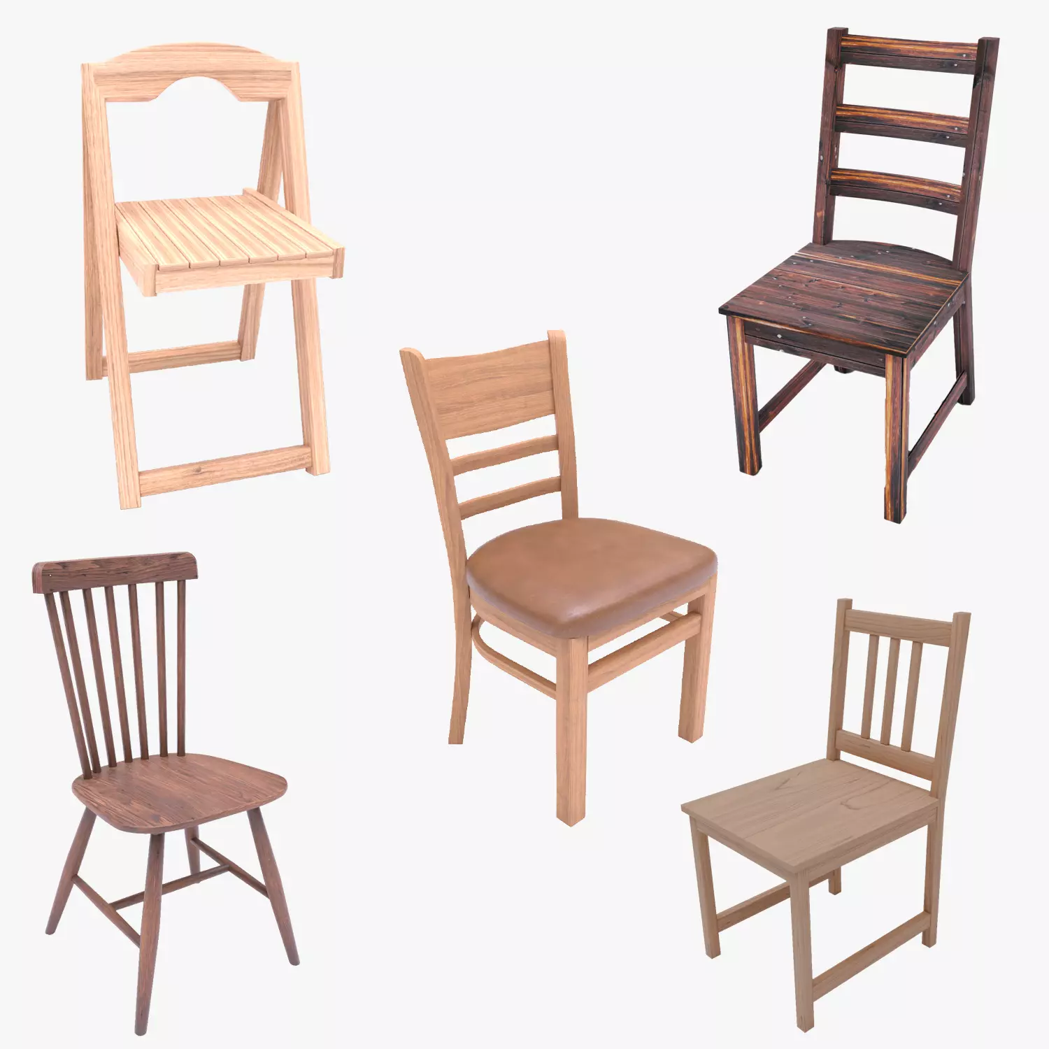 5 Unique Chair -  Mini Pack Vol 2 3D Model Collection_0