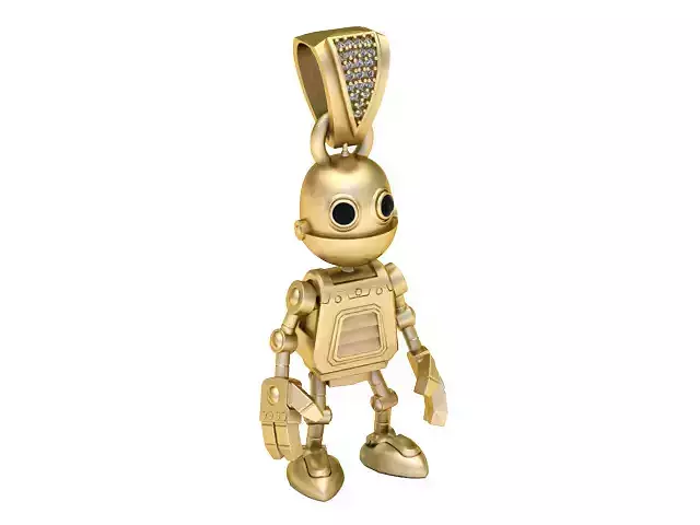 Robot Gold Pendant 3D Printable Jewelry Model