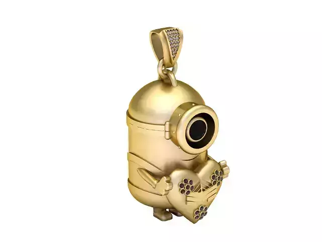 Minion Pendant with Heart 3D Printable Jewelry Model