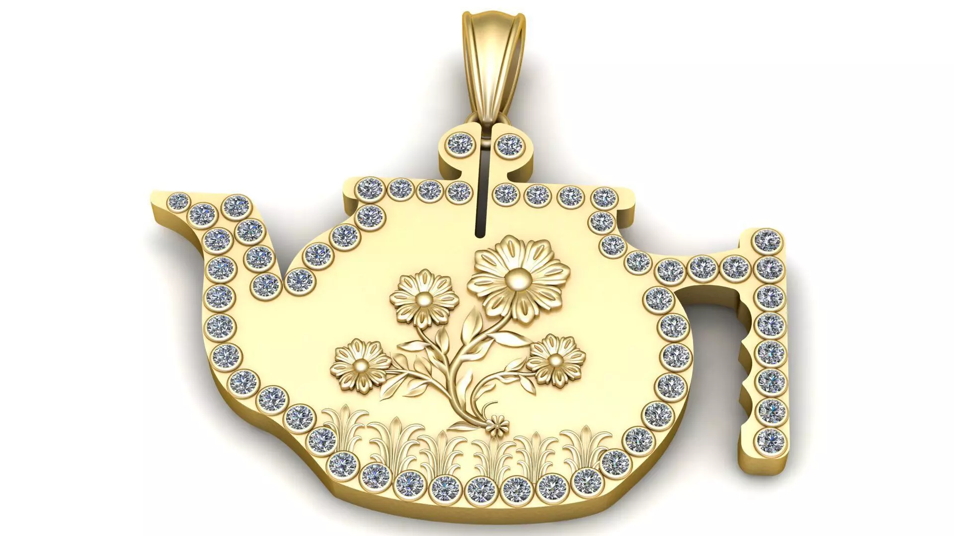 crafted floral gold pendant 3D pritable Model 3D print model