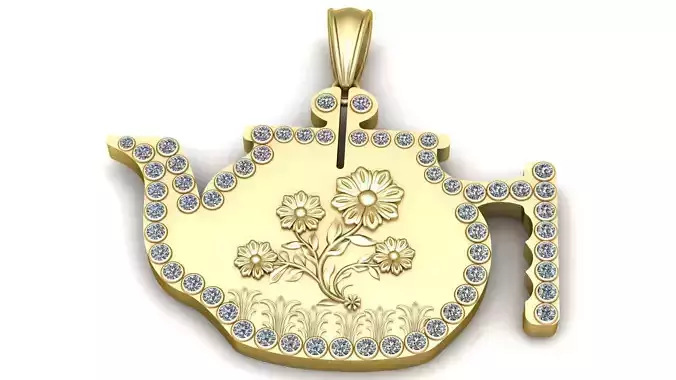 crafted floral gold pendant 3D pritable Model