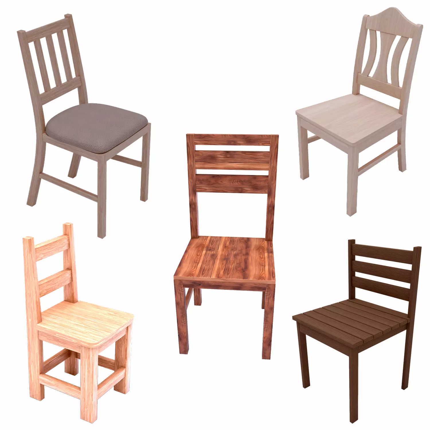 5 Unique Chair -  Mini Pack Vol 4 3D Model Collection_0