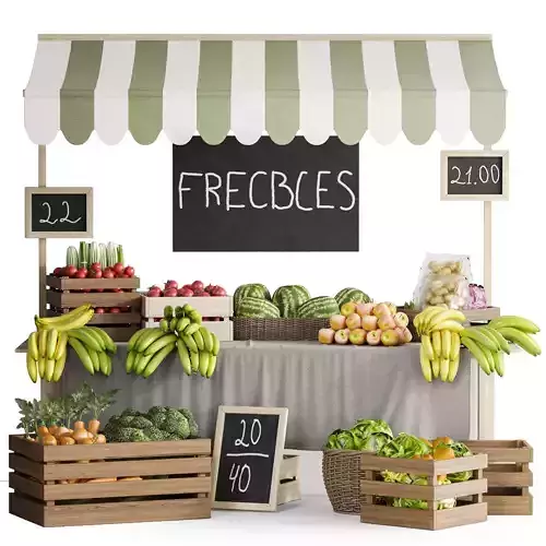 Fruit and vegetable market stall 3D model