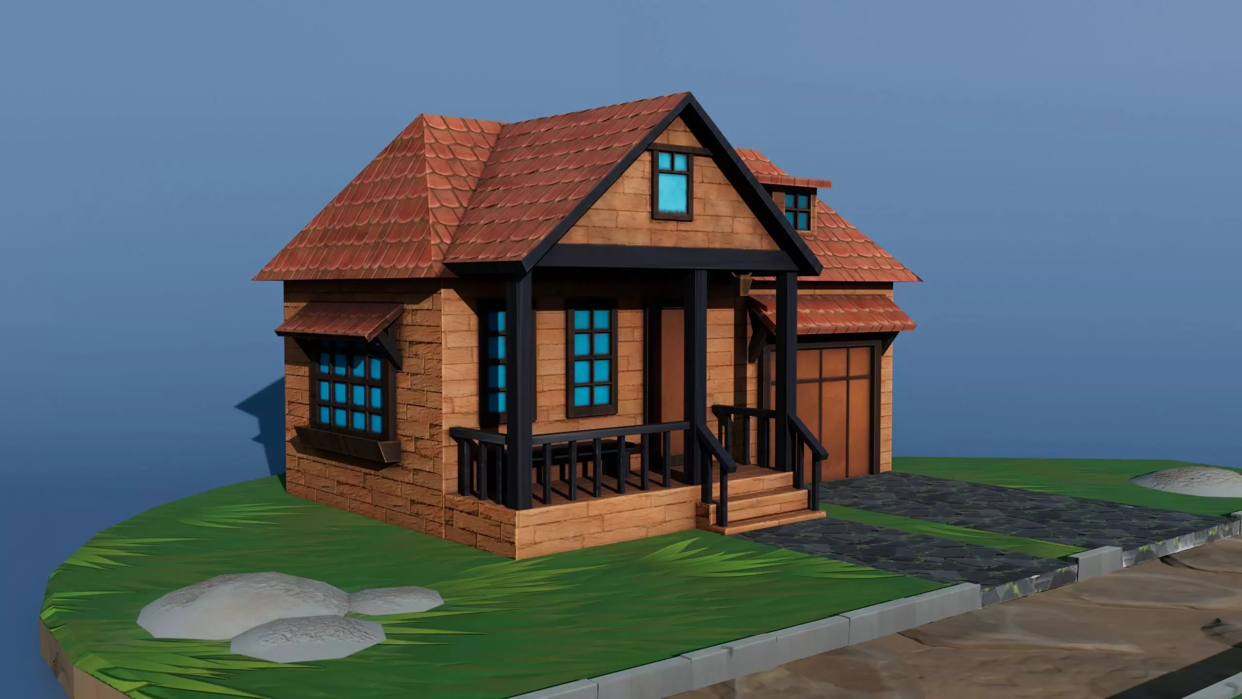 Stylized House Environment Texture and Low-poly 3D model_6