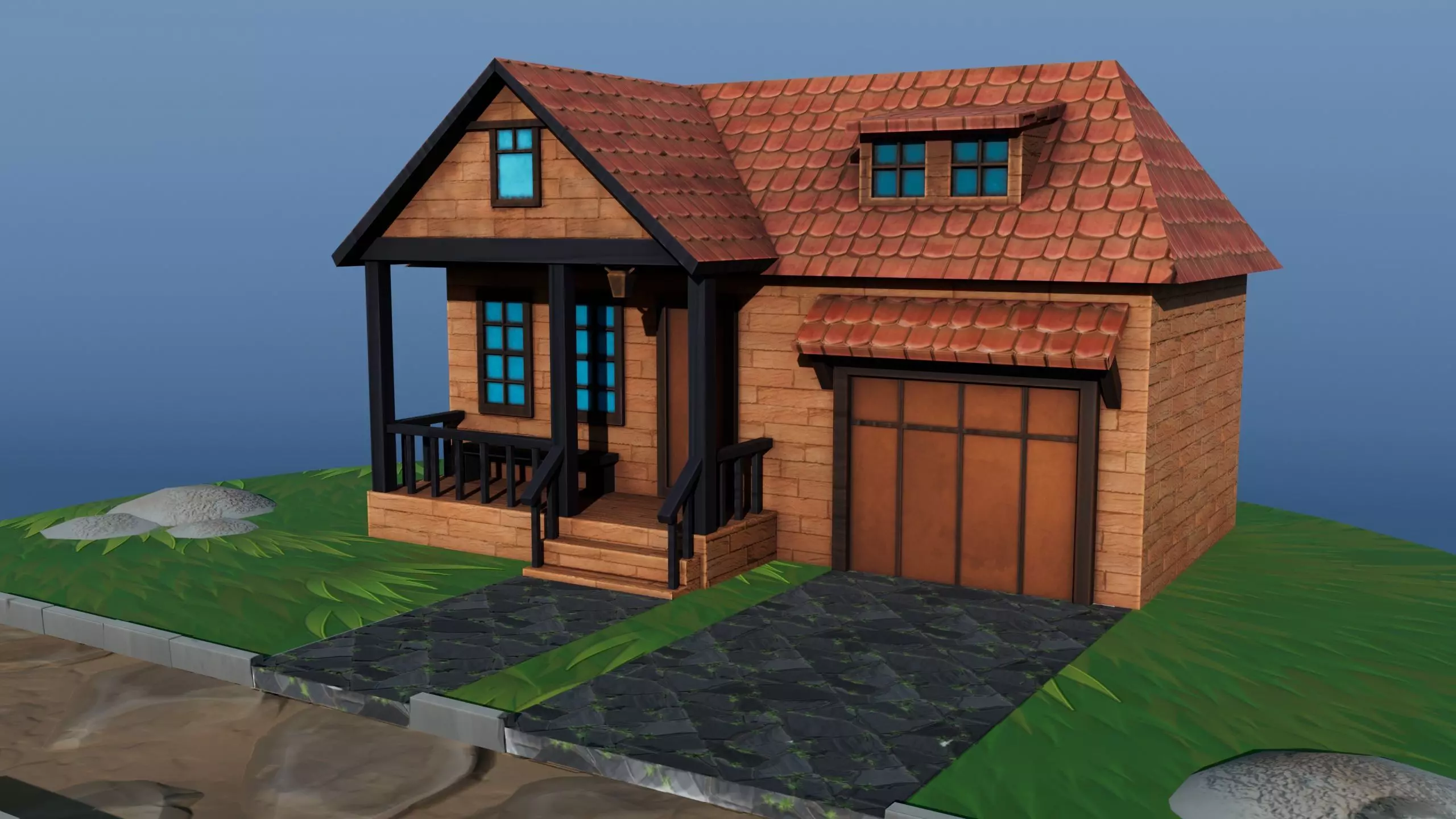Stylized House Environment Texture and Low-poly 3D model_2