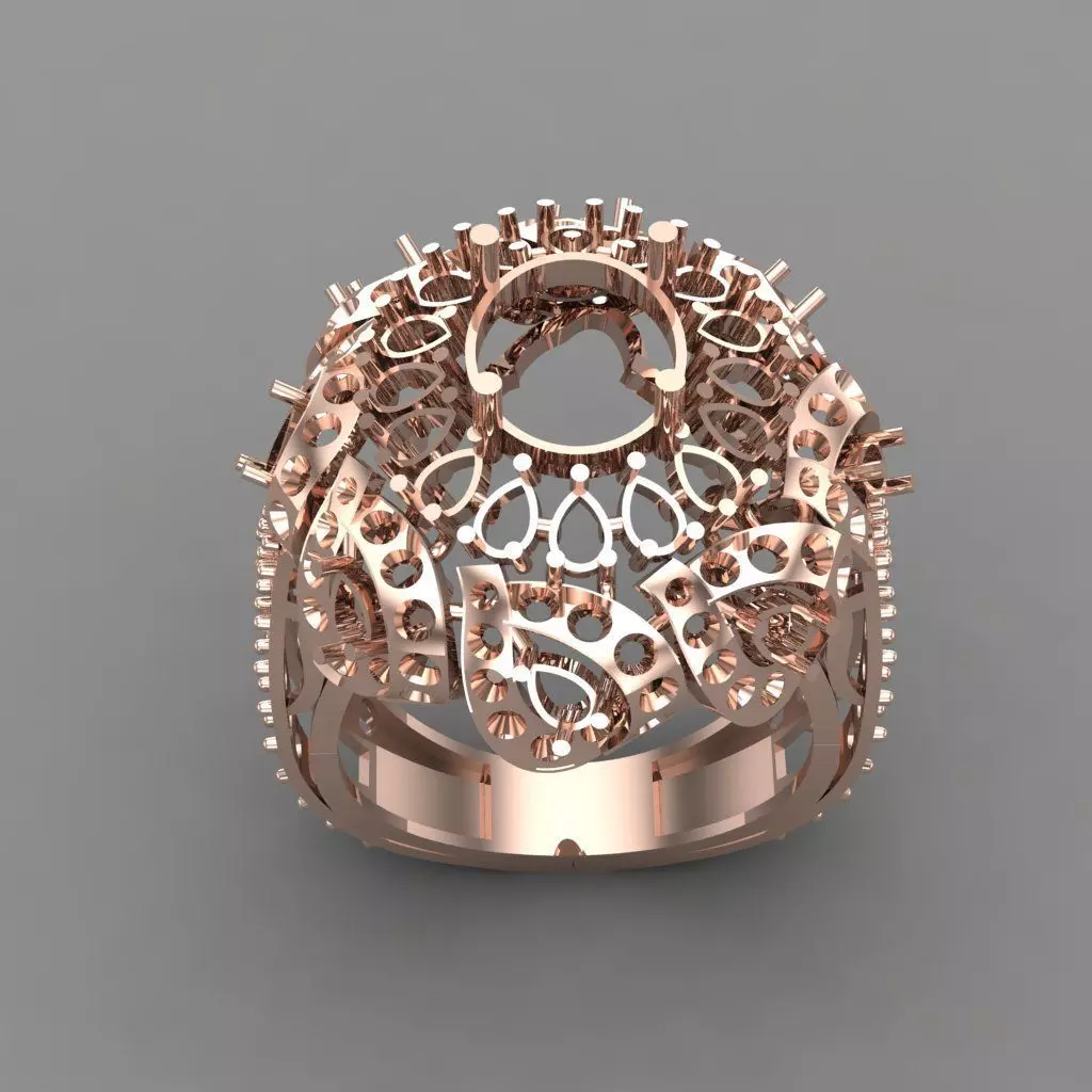 Diamond ring Jewelry Cocktail Ring 3D print model 3D print model_0
