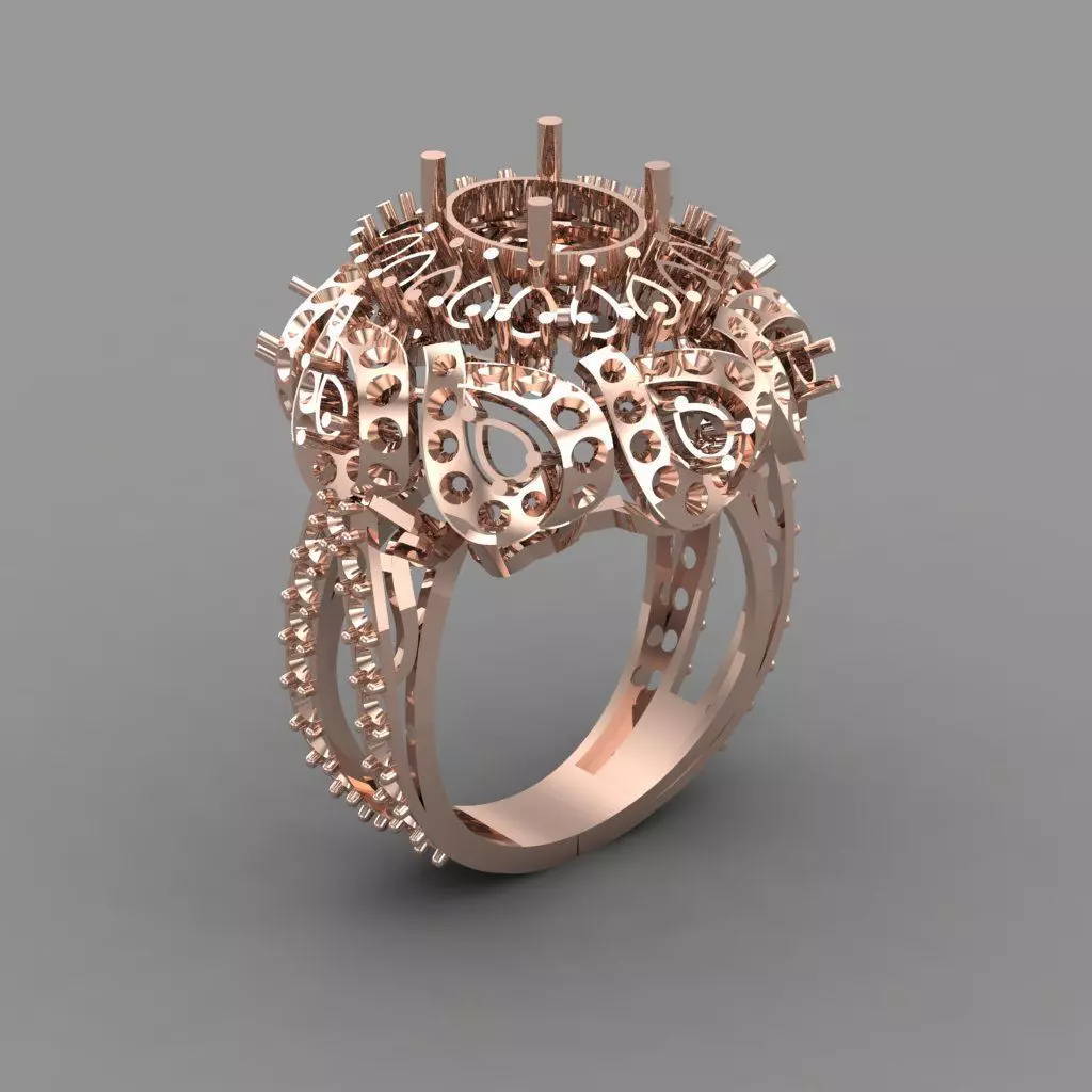 Diamond ring Jewelry Cocktail Ring 3D print model 3D print model_1
