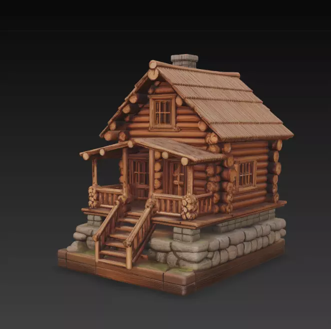 Wooden House RPG DnD  3D print model_3