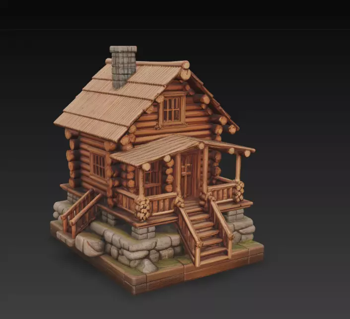 Wooden House RPG DnD  3D print model_1
