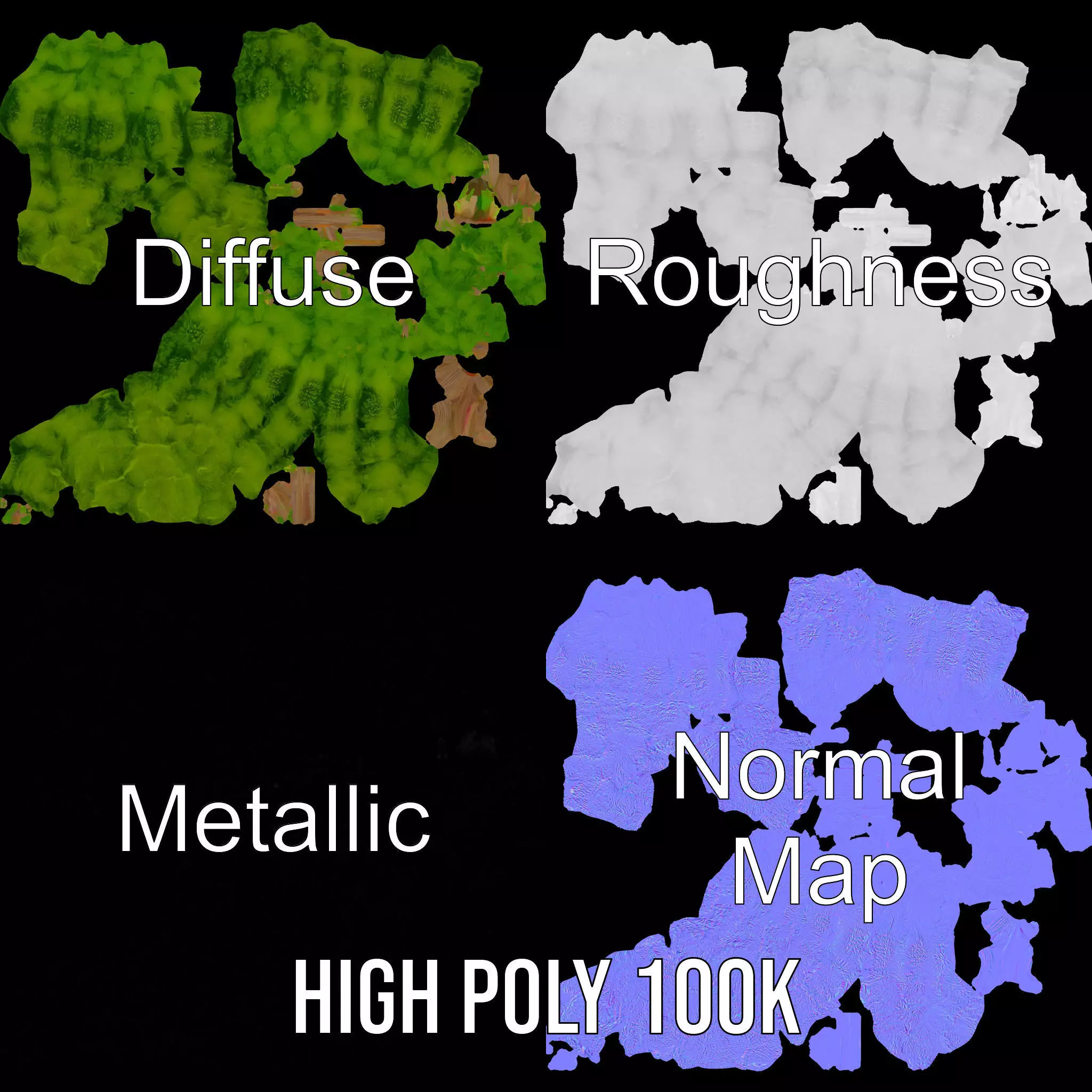 Green Topiary Tree model pack Low-poly 3D model_3