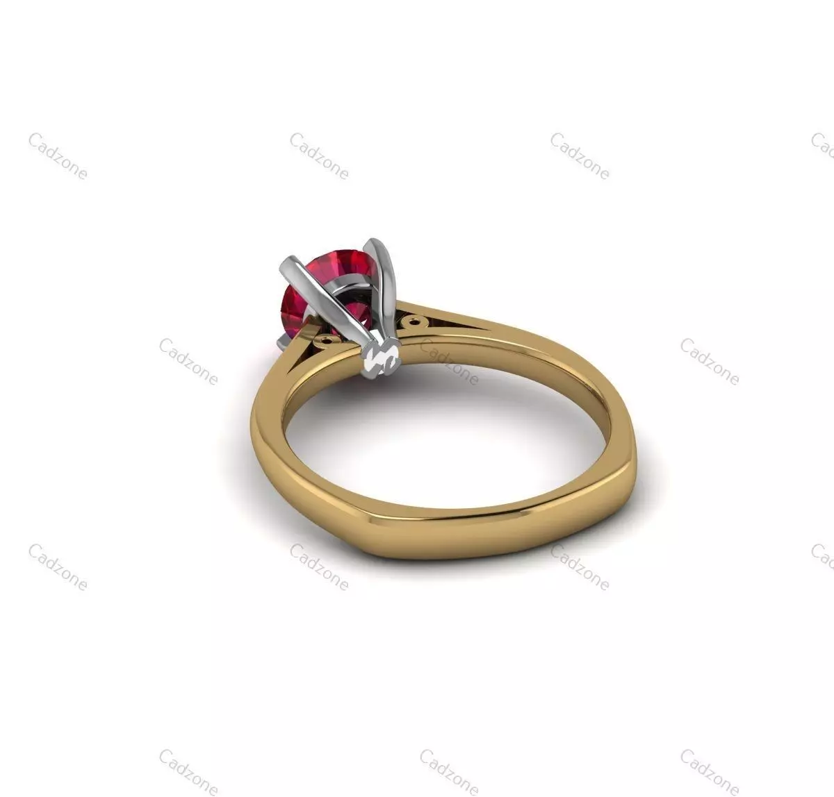 Solitaire Gemstone Ring-3D CAD Model 3D print model_3