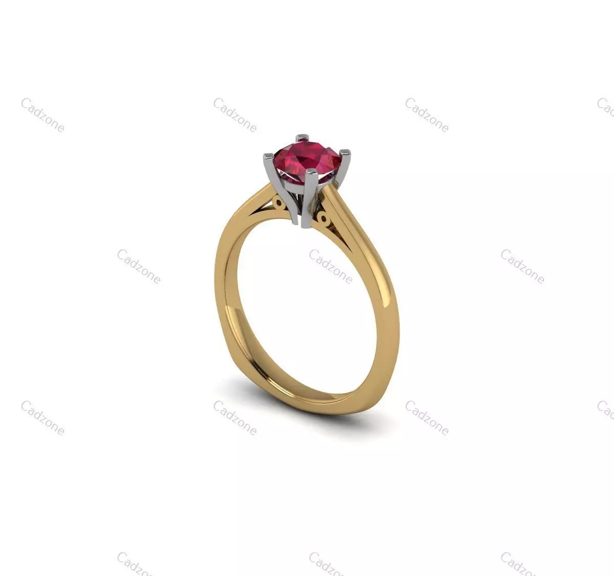 Solitaire Gemstone Ring-3D CAD Model 3D print model_0