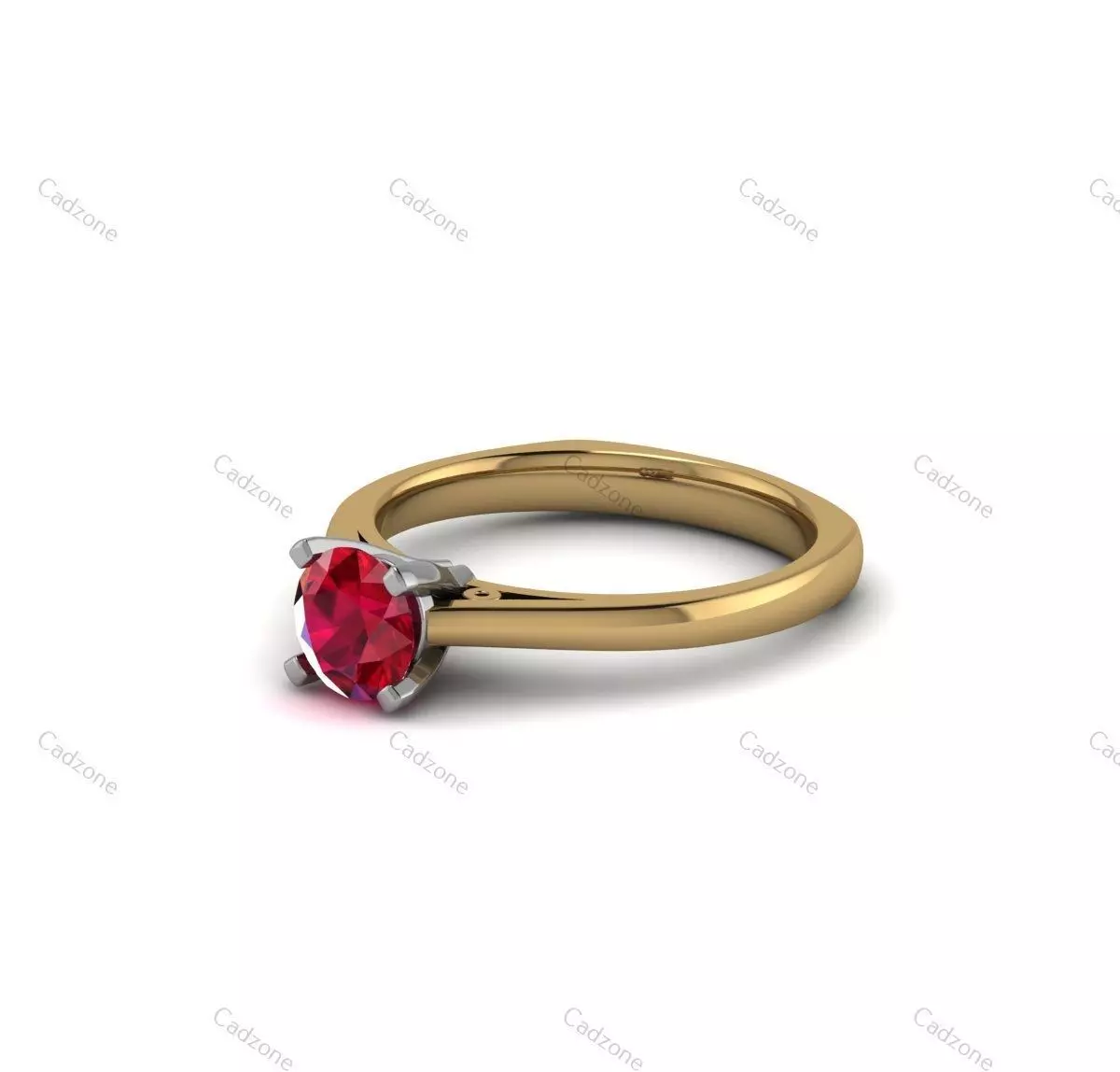 Solitaire Gemstone Ring-3D CAD Model 3D print model_2