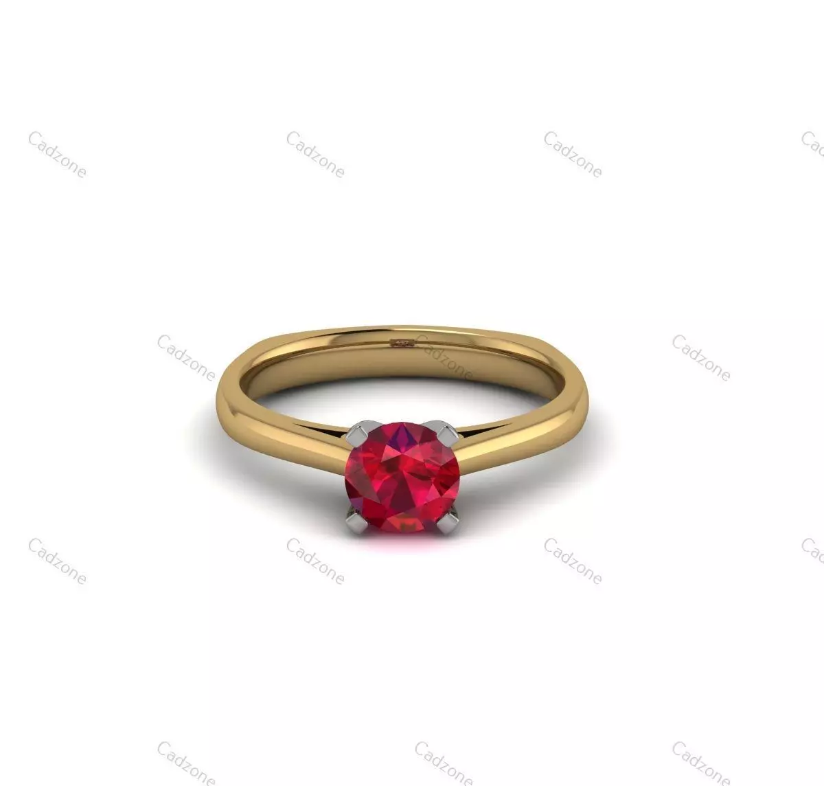Solitaire Gemstone Ring-3D CAD Model 3D print model_1