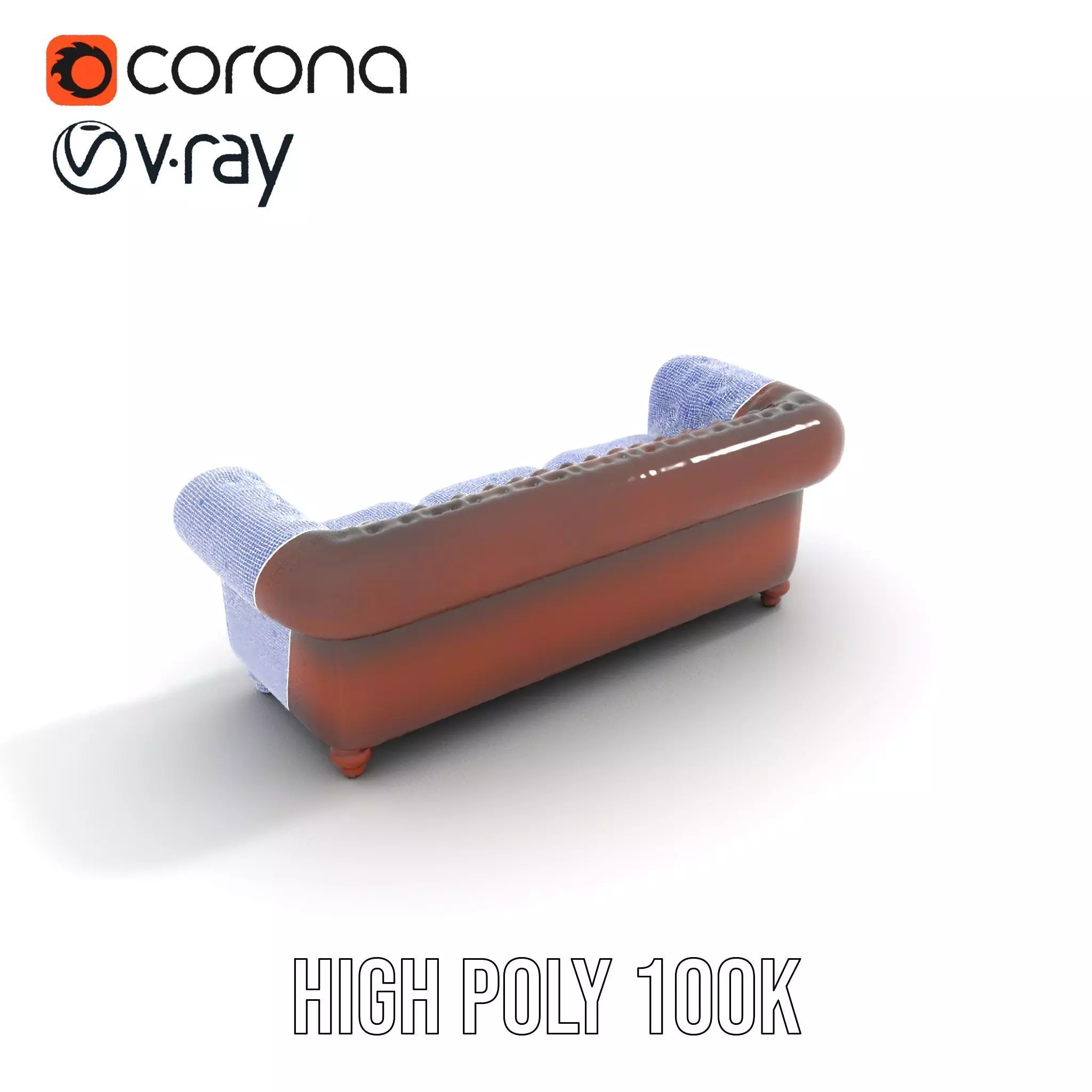 Classic Brown Chesterfield Sofa model pack Low-poly 3D model_31