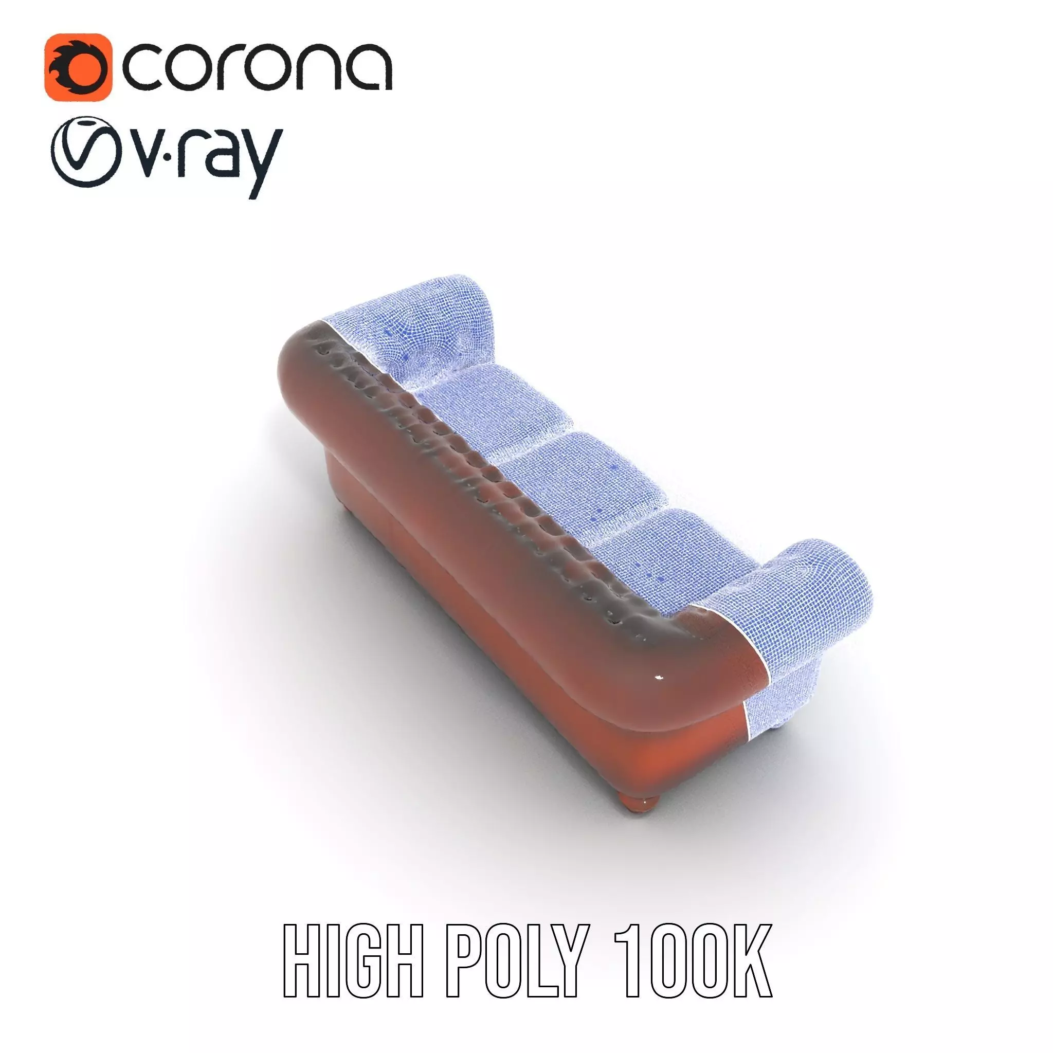 Classic Brown Chesterfield Sofa model pack Low-poly 3D model_33