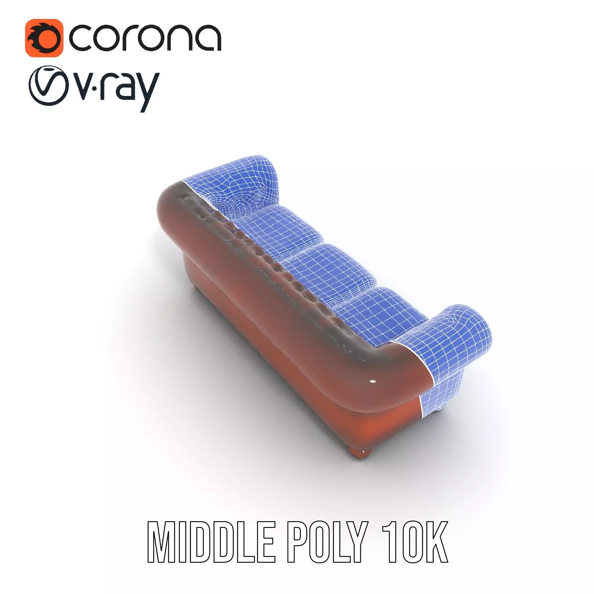 Classic Brown Chesterfield Sofa model pack Low-poly 3D model_19